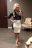 LOVE this skirt for work. I would definitely order a size down because it is so stretchy, but it's very comfortable. - Kaitlyn B.