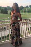 I absolutely loved this dress! I wore it to an outdoor wedding in June. I got tons of compliments! It was lightweight, and breathable. I did not wear a bra or sticky boobs, just petals for a little coverage. The material is thick enough to not need a bra. It is long in length, I wore it with sandals and it nicely pooled on the floor, it would have been too short for heels, but was a little long for sandals. I just picked up the side when I walked but other than that no issues. I can't wait to wear it again! - Kendra K.