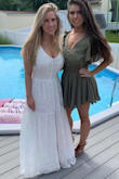 I wore this to my Bridal Shower and it was absolutely perfect! I did have to get it taken in a bit and had it tailored so the middle part of the dress was lifted up because it was so long the slit started in the middle of my calf when I first got it. The alterations turned out perfectly! I love it! - Ali A.