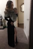 Love the way this dress just drapes on my body. Had to get hemmed to my height. Thick, heavy material that holds up well. Love it! Poor quality photo but you get the idea. - Brittany E.