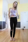 The first pair I ordered was a size 3 and they were too big so I ordered a size 1. Perfect stretch. These pants can be dressed up or down. I wore them with a top also from Lulus (as pictured). - Karen M.