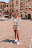 These are now my go-to shorts! I love them and they fit great! (True to size.) They look great with pretty much anything! I love the pink color of the stripes, not too bright yet not too subtle. I would definitely add this to your closet! - Emily R.