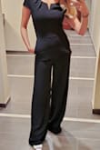 It is so comfortable! I wore it to work and got so many compliments. The top fit perfectly. Unfortunately, I am 5'3" and the pant legs were about 5 or 6 inches too long. Nothing a hem work won't fix! Also who doesnt love a jumpsuit with pockets!? - Stephany G.
