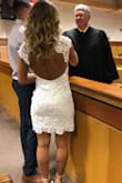 I wore this at my courthouse wedding and Ioved it. Super comfortable. I just wish it was a tad shorter in length and a little more form fitting. The back was my favorite but it is still very elegant but not too sexy. - Carlie N.