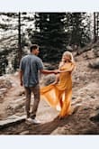 This dress is adorable! Fits great and is comfortable and flowy. I felt elegant, but the open back on the dress was a fun/sexy touch. It was a little long on me, but that usually happens with clothes. I wore it for my engagement photos, and I was very pleased! - Natalie H.