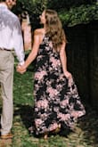 Wore this dress for my engagement photos and it was great! Very lightweight and comfortable. Easy to wear with just a strapless bra. Wore it with just a small (~2 inch) heel. - Danielle C.