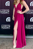 This dress is fabulous. Info to many compliments on it and the color is stunning. I had to get it hemmed because it was a little too long, and I also had the slit shortened as well to show a little more leg. The XS was a snug fit around the waist, but if I'd gotten the S I think it would have been too big. This fabric is really nice and photographs very well.
Love love love this dress! - Audrey J.