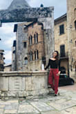 These mid-rise pants are flattering and comfortable. Bought them for a trip to Italy and I've worn them to work a couple times since. I still cannot figure out how to tie the belt but I still make it work. Pant's are full length on me rather than ankle length on the model. - Christina H.