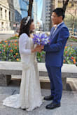 Received so many compliments during my courthouse wedding. It was a little tight for my hips but comfortable overall. - Belinda C.