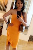 I am in love with orange dresses this summer and this couldn't be a more perfect dress! I got lots of compliments when I wore it. Can dress up with nude heels or dress down with sandals and a jean jacket. Great, thick quality! - Esther P.