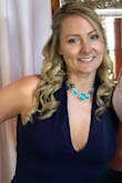 I wore this (navy blue) jumpsuit as a bridesmaid and got a BOATLOAD of compliments. Comfortable and stylish. I just ordered another in black. I'm 5'5" and 145 lbs with an athletic upper frame. The Large fits me perfectly - not particularly tight on me and only needed to be hemmed. - COURTNEY L.