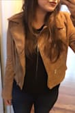 I had this in my wishlist and waited until it was back in stock! It was definitely worth the wait! The jacket's color is a beautiful tan that I feel can look good on anyone. The material is soft and heavy, which makes it feel like it's high quality. The only thing that throws everything off a tad is the fact the jacket in the upper arms/shoulder area is a bit snug. I went by the reviews and did size up from a medium to a large, which I bet made a difference but I have a feeling that the arm area might just be snug for anyone in their size or if they go up a size. I say this because I can tell that if I were to go a size up the length of the sleeves would just be longer but the circumference of the arms would only slightly increase. The arm length was already pretty long for me going up to a size large. Despite that only concern, I am overall happy with the quality of the jacket and the look of it! - Nicole W.