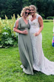 I wore this as a guest to a wedding and it was absolutely perfect! Kinda confusing to figure out how to get it tied right, and once I figured it out I noticed the slit wasn't noticeable. I think it's because I should have ordered a size smaller. Either way, it looked amazing and was super comfortable. If you're on a shorter side or debating on what size to go, I'd stick with the smaller size! - Christine P.