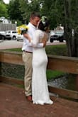 I overlooked this one because I mistakenly thought it didn't have a wow factor right away, but when I clicked the link and clicked through the reviews I fell in love! This dress was perfect for my courthouse wedding. I felt so beautiful and received many compliments on my dress. I'm still so in love.
One thing I'll mention is the material under the lace did bunch up and looked bumpy in a couple photos but you can smooth it out pretty easy - I didn't notice it in a couple. My husband kept stepping on the small train so I have to wash it.
10 star dress! - Rachael V.
