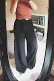 These are a little long, but I'm used to that because I'm only 5'2". These are adorable and comfortable. So, you can easily dress them up or do a more casual look. I paired them with the crop top they are paired with on the website and it looks great together! - Steph S.