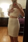 I loved the way this dress fit - the top was especially flattering for those with smaller busts, as the top stayed tight to my chest and didn't "flip-open" like some tops tend to do.
I would keep this dress but the bottom is just too thin and see through for me - even with nude underwear. Bummer! - Kimberly D.