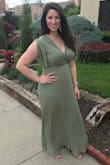 The dress was perfect to wear to a cousin's wedding. The material is light weight and with the texture I think it's the perfect blend of casual and formal. The dress comes LONG, like bridesmaids dress long. I'm 5'5" and needed to take about 2.5 inches off, and I wore heels. Which is why I gave 4 stars because I had to pay extra for the hem plus a rush fee since I didn't realize it was THAT long. I loved it and received several compliments! A couple people said it was their favorite dress at the wedding! It was flattering enough to cover the extra weight I'm still carrying from pregnancy, I'm about 160 lbs right now and I ordered a medium. It fit great! - Lauren S.