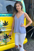 I love this top. It's a nice cool material that kept me comfortable all night. The tie back was so cute and functional. Just enough of sexy while not feeling like I was in danger of flashing someone. It's really hard to find a sexy top that doesn't fall off when you have a small chest, but this one was amazing! - Emily T.