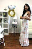 I wore this for my bridal shower and it was beautiful! So flowy and dreamy. It fit perfectly without any alterations. I did have to wear high wedges (maybe 4 inch?) so the dress didn't drag on the ground. It looked gorgeous! - Kelsey M.