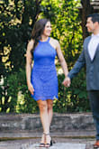Love this dress. The lace is high quality and thick. It's very flattering on! I'm planning to wear the blue in my engagement photos. Super classy and beautiful. - Allison J.