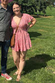 This romper is such a pretty color, it is very breezy and comfortable, and it gets me a ton of compliments! I'm fuller in the hips and the material flows over them so nicely. The top bow is adjustable so I am able to tie it securely as needed. The one downside is that the bottom is loose and flowy, so a strong gust of wind might catch it and show off the tush if you're not careful. - Julie F.