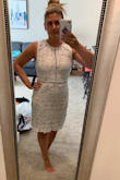 This dress is absolutely beautiful! Not only is it flattering, but it's a soft lace material that moved easily with your body! I ordered the Medium in the baby blue and fell in love immediately after putting it on. Unfortunately, with the baby blue being over a nude color it resembles white in person and in pictures, which wouldn't work for the occasion I had planned on wearing it for: a wedding. Otherwise, this dress is absolutely stunning and I would recommend it! - Renee G.
