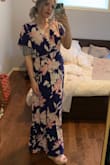 I can usually wear a medium or a large as I'm smaller on top and have bigger hips. Since this is a wrap dress and other reviews said the top runs larger, I got a medium and it fits great with plenty of room in the hips. I'll be wearing it to a wedding. I got 4 inch wedges to wear with it. Great dress for tall girls. - Jess L.