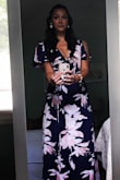 I got so many compliments on this dress at a backyard wedding I attended. The length was perfect with flat sandals. The only problem was that it was windy, so I had to safety pin the bottom and also had to double side tape the top because it was quite revealing. - Natalie B.