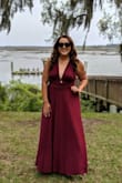 First off, the color was beautiful! The material was quality and flattering. There are so many ways to wear this dress. You can easily wear this without a bra which I loved! I wore this dress for a friend's April wedding in South Carolina and received so many compliments. I would highly recommend this dress because it is so easy to dress up for a special occasion or dress down for a girl's day / date night. I would advise getting the dress hemmed if you're shorter than 5'7, it was very long on me even with heels. I will be having this dress hemmed before I wear it next. - Tiffany F.