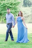 This dress felt amazing on! I truly felt like a fairy princess when I wore this for my engagement pictures. It had a nice flow to it and was flattering in pictures. It is easily wrinkled and needs to be steamed before wearing. I enjoyed the option to adjust the straps on the back, made for a more comfortable fit! - Stephanie R.