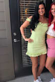 This dress fit PERFECTLY!!! I wore it for my birthday and didn't feel like I had to continually pull it down at the bottom or up at the top - it stayed in place really well. The ruching on the side allowed it to be stretchy, and the fabric is sturdy. For reference I usually wear a small, but sometimes need a medium and the small was perfect. - Hailey S.