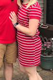 This dress material is SO soft and stretchy! Perfect fit and great length. The arm cuffs are a little snug; however, but I'm 100% happy with my medium (my normal size)! Thick and not see through at all. I love the color, and it's very flattering! I would love this in aaaaall the colors. - Danielle L.