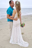 Such a simply yet stunning dress. It's so comfortable and easy to wear, well made and a great price. The lace detail and long train are so pretty. It's the perfect dress for a beach ceremony. - Jana D.