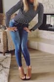 This shirt is perfect for work! I pair it with fitted skirts or high waisted jeans. Sleek and sexy all in one! Definitely running on the tighter size. I'm in between a SM and MED and chose the medium on this one. - Christine F.