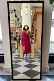 I wore this to work and I got SO many compliments!! 

I initially wore them with heels, but I felt very over dressed so I switched to flats. The linen material makes it light and comfortable.  I cannot express how many people told me how great I looked! I also got a larger size, just in case because I have a gut and I'm so glad I did because it would have been super tight otherwise. The dress has no stretch to it. 

This dress can be worn dressed up, or dressed down. I'll be getting the green one too! - Helen W.