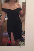 I was really happy with this dress. The straps don't slide around at all which I was initially worried about. Perfect cocktail dress. I'm small chested, but the neckline was very flattering on me! - Rachel H.