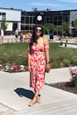 The fit is amazing and the fabric is so comfortable and flattering. It's a little longer on me than the model but I'm only 5'3" so that was expected. Would definitely recommend!!!! - Melanie F.