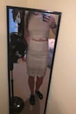 I originally ordered a large because that is my typical lulu size, but the large ended up being too big in the top as well as the waist. I downsized and ordered a medium and it fits PERFECTLY!! Hugs all the right areas and is perfect length for this tall girl. The lace material is so stunning and high quality. I can't wait to wear this to some bridal festivities later this year!! Something that I will definitely keep wearing after the wedding is over too. Highly recommend! - Katie D.