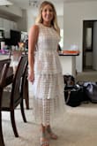 I wore this dress for my shower. I was a little nervous because the dress was a little out of my comfort zone. I received so many compliments!!! I don't know how I will out do this dress for the rehearsal dinner. - Ashley R.