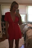 UPDATE-

I washed this dress and made sure not to dry it now it's WAY to short...it fits me like a shirt now and I can't even wear it :( I'm really sad because it wasn't cheap and I actually liked it. Just be sure not to put it in the washer if you do buy this dress.

Initial review-


I ordered a small in this because I read that it runs a little big. It fits just right all around so I'm happy with it! - Laura H.