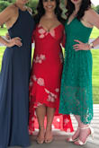 This dress was so gorgeous! So many compliments. Flowy and romantic, perfect for a summer wedding. The adjustable straps helped it stay up. It was a bit tight on the bust, I have a larger chest and could not wear a bra as it was too tight. But loosened up through the night and ended up being super comfortable as well! - Amanda C.
