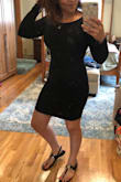 I borrowed this dress from a friend & had to order this!! It fits amazing, tight all around and super soft! She's 5'10" and about 140lbs and she got a medium. I'm a little smaller and the small fit me perfectly. It's a must to have in your closet. Dress it up or down! - Susan D.