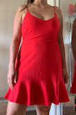 Hard pass on this dress. It doesn't fit like a mini dress as shown on the pictures, it's more like a knee length church dress and the flounce is HUGE and super wavy. It's not a gentle flounce. 

Nothing about this dress looks like the photo. I ordered both white and red. I used the size chart, but they are too big. - Kaila U.