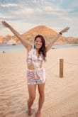 I bought the two piece white set for my bachelorette party in Cabo and it was absolutely perfect! It fit perfectly and showed off all the right areas. I'm usually very nervous about wearing cropped outfits but I can't say enough about it. I loved that it had flexibility with the strings in the back too. - Eileen W.