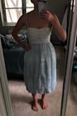 Was very excited about this dress but felt that the skirt flared out at an awkward point. The material of the skirt wasn't soft like I thought it would be, but was rough and rigid. The pattern was not as flattering as anticipated. - Ariana D.