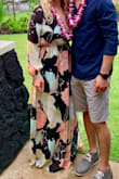 Very long dress and tight in the arms - should have wore heels with it! - Emily W.