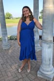 Perfect for weddings! A little disappointed that the blue is not the same as in the picture but still very cute. This is a true wrap dress. Very flattering. - Stephanie T.