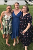 I wore this dress to a friend's wedding and I received so many compliments on it! Made of quality materials: heavy material but light enough that I didn't sweat through it for an outdoor wedding and reception. Because of the style it does have a low cut in the front, but the straps are adjustable and you can tie it so it is tighter as well. Love this dress! - Annie E.