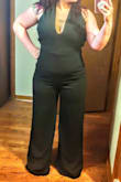 Size guide and chatted with rep that I should order XL based on measurements... ordered a Large and an XL - the Large fit my bottom half fine, but had some weird gaping on the bottom of the halter back strap (I don't know if I'll have any luck with jumpsuits because I'm generally a Large size for bottom and Medium on the top. I'm trying a different sleeveless jumpsuit and we'll see! Also, will probably wear spanx with the new purchase... - Ashton M.