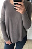 I was looking for a long sleeve, thermal-like tee from some other websites, but then I found this one on sale. Decided to try it out and it is amazing! It's very soft, not too thick or too thin, and it fits completely true to size and is incredibly flattering. The brown is more of a taupe color which goes with everything. Exactly what I wanted for a great price. - Monica S.